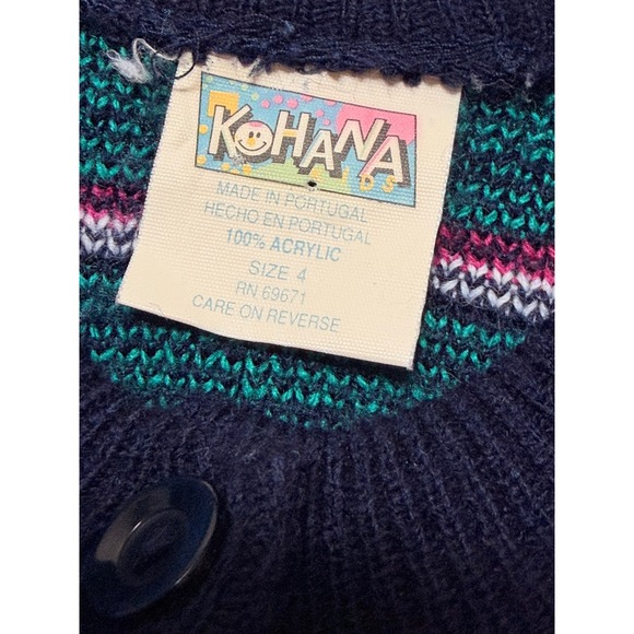 KOHANA Kids Size 4 Navy Floral Print Cottagecore Cardigan Sweater - Picture 5 of 7